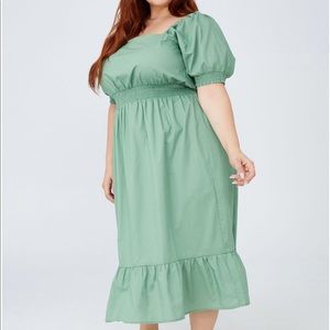 Cotton On Pistacho Green Curve Woven Midi Dress